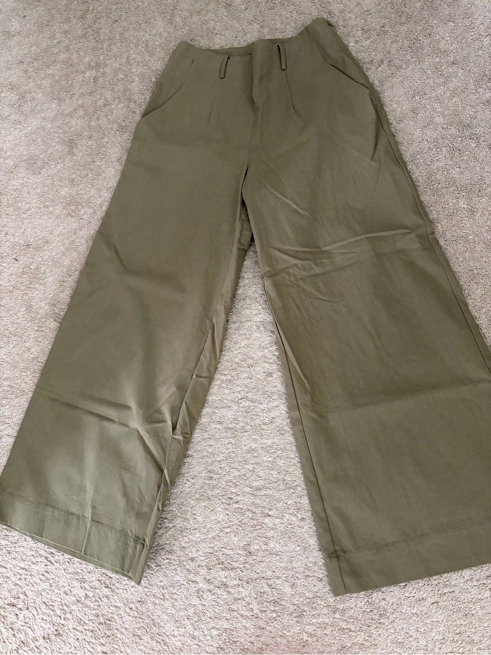 En Saison Olive Green Wide-Leg Chinos